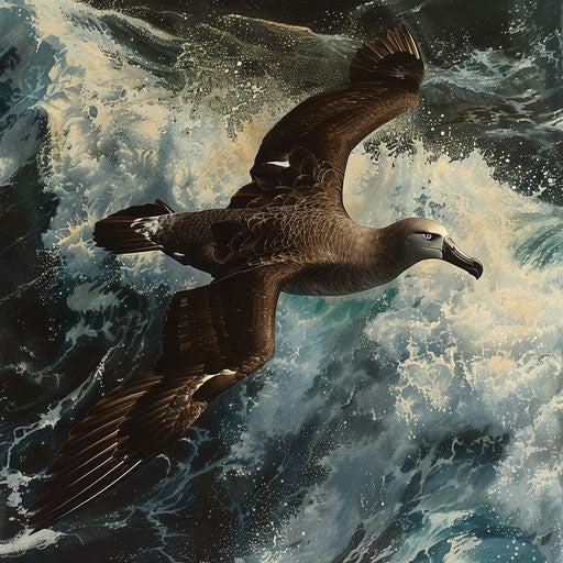 Contrasting elegance in flight against white waves