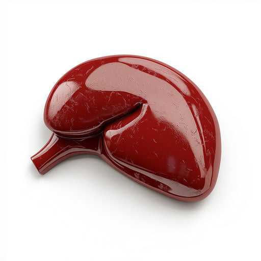 3D liver on flat white background, isolated clipart
