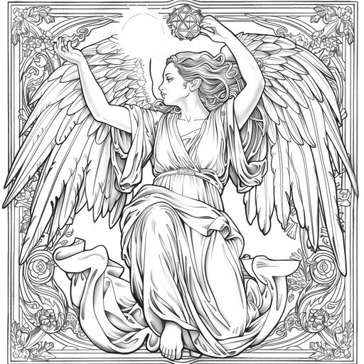 Serene angel with wings holding a glowing orb