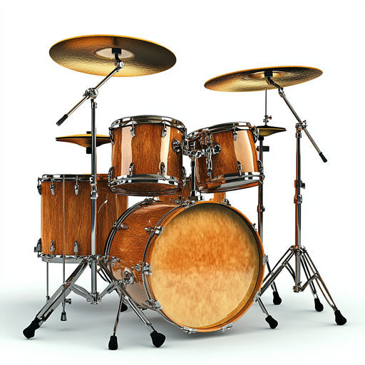 Realistic illustration of a drum set, high resolution, no background, isolated