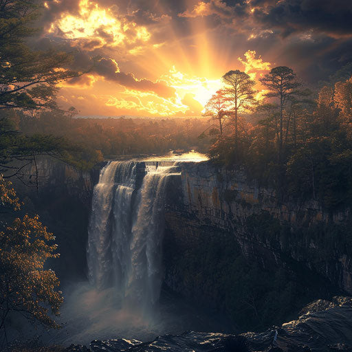 Noccalula Falls, Alabama, dramatic landscape with intense shadows