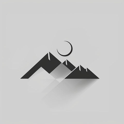 Minimalist logo with abstract mountain design on light gray background