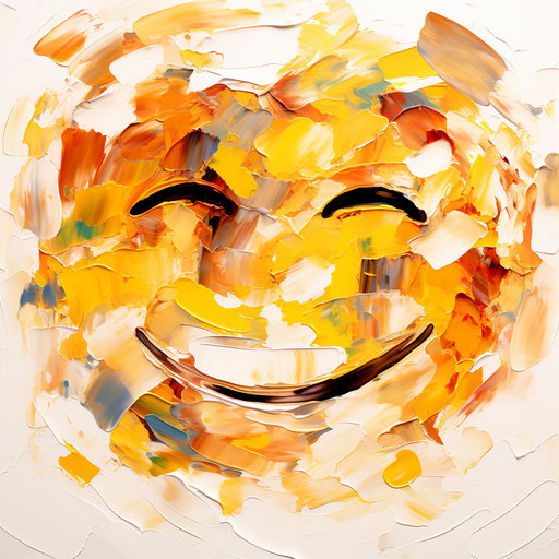 Happy face clipart in the style of Impressionistic Art, on a white background