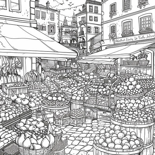 City market with fruit and vegetable vendors