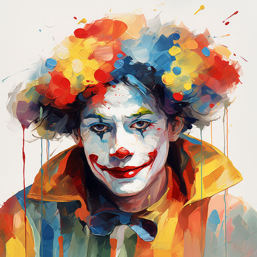 Clown in Oil Painting Style on White Background