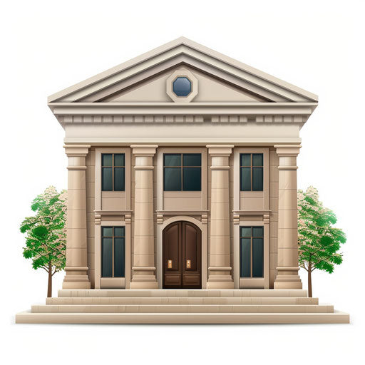Bank clipart in a photo realistic style with a flat and white background