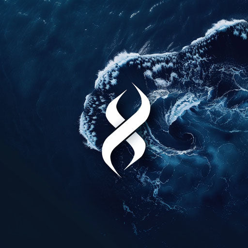 Minimalist logo with a single abstract icon and navy blue background