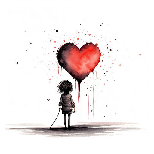 I love you drawing in the style of Chiaroscuro Art, on white background