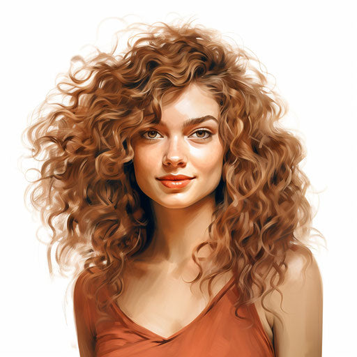 Curly hair clipart in the style of Oil painting, on a white background