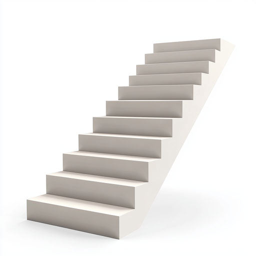 3D stairs on flat white background, isolated clipart in realistic style