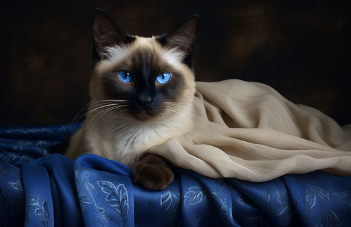 Color combinations for siamese kittens in dark beige and blue style