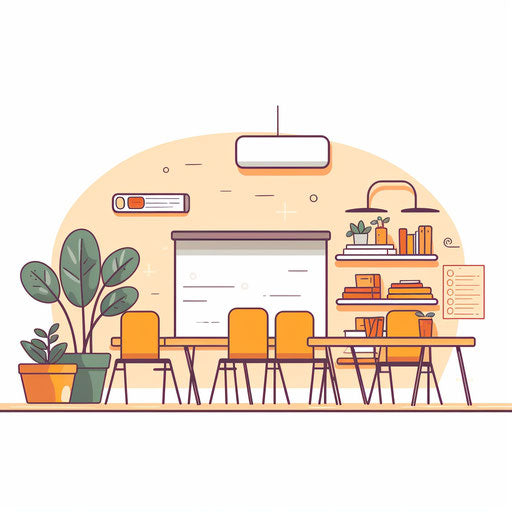 Minimalist classroom background on white