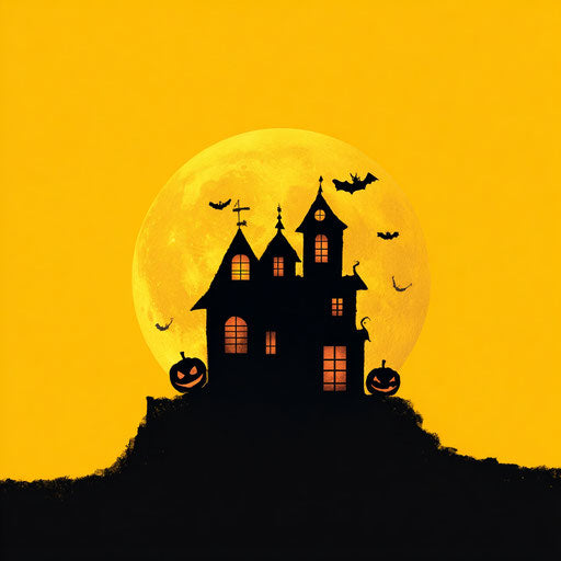 Haunted House Under the Glowing Yellow Moon