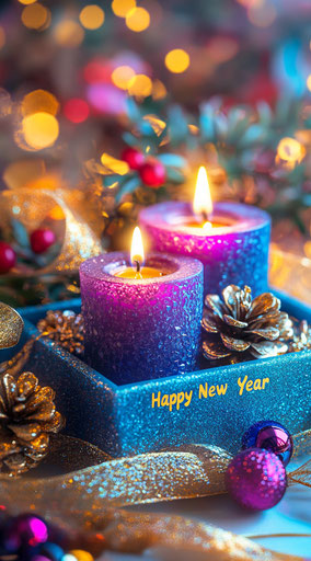 Radiant Happy New Year Card Greeting Celebration Art