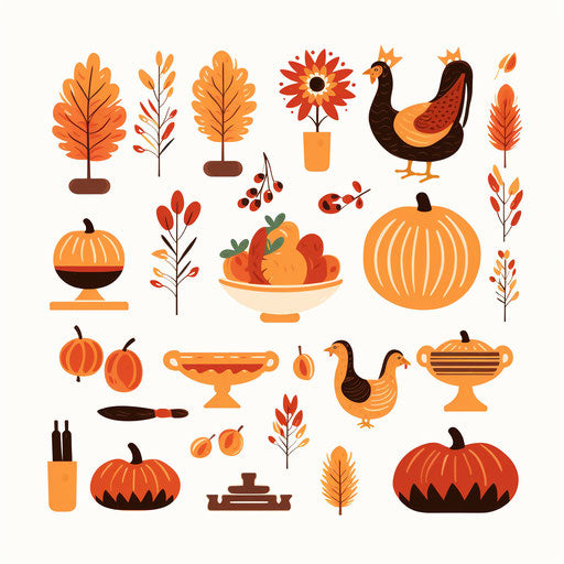 Thanksgiving clipart in Minimalist style, on white background