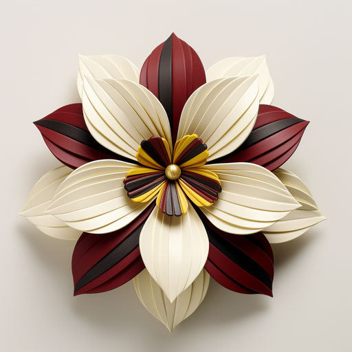 Flower with yellow and red petals, dark white style