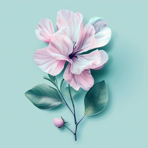 Realistic cute flower clipart on serene aqua background