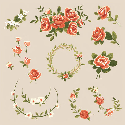 Realistic quality wedding clipart on flat beige background