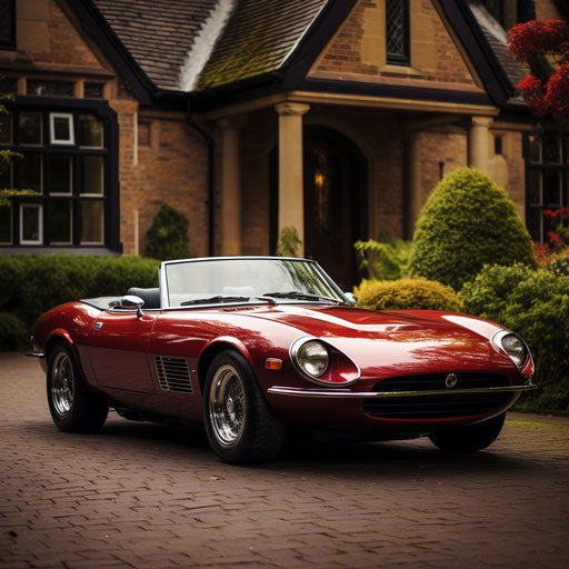 Classic convertible Ferrari Daytona with the top down