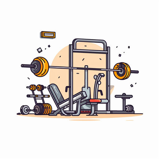 Minimalist style gym clipart, on white background