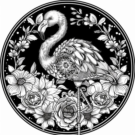 Floral mandala flamingo with intricate designs