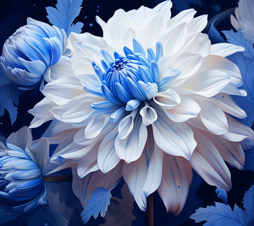 Beautiful blue flower in monochrome and white