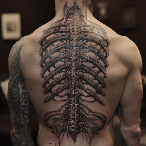 Cool tattoos for men with biomechanical spine