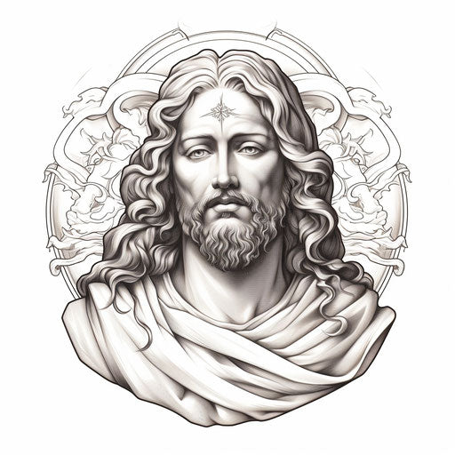 Saint Judas drawing on white background suitable for tattoo