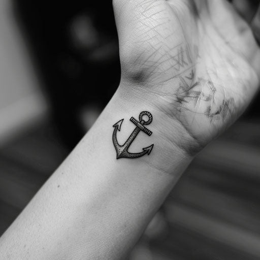 Small anchor tattoo, Guy Aitchison style, wrist