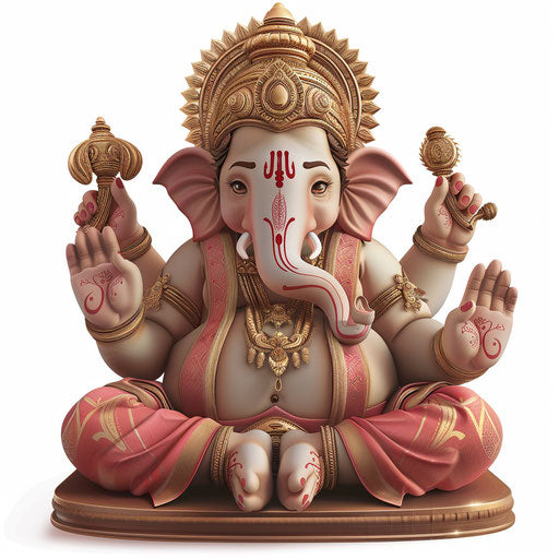 Ganpati clipart in photo realistic style on flat white background