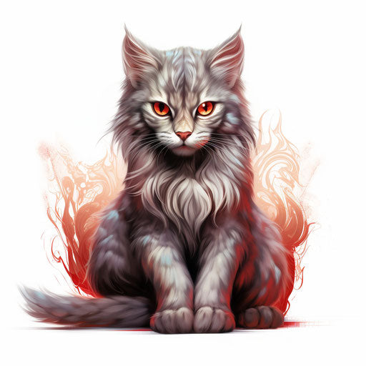 Gray cat on lap, airbrush art style, high definition