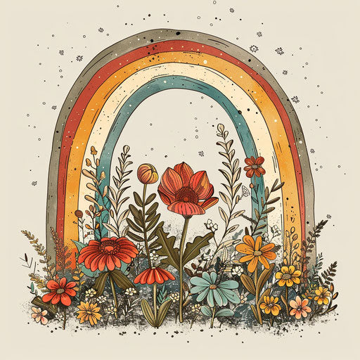 Nature-inspired rainbow tattoo sketch