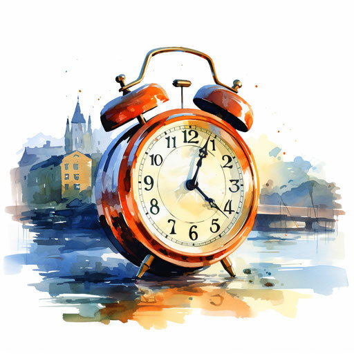 Alarm clipart in the style of Oil painting, on a white background