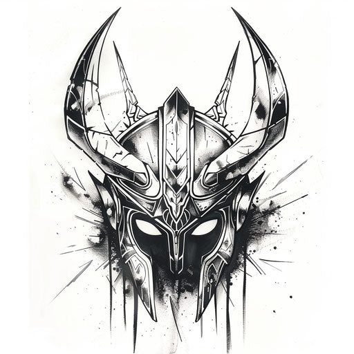 Sketch of Thor's helmet in a gothic style