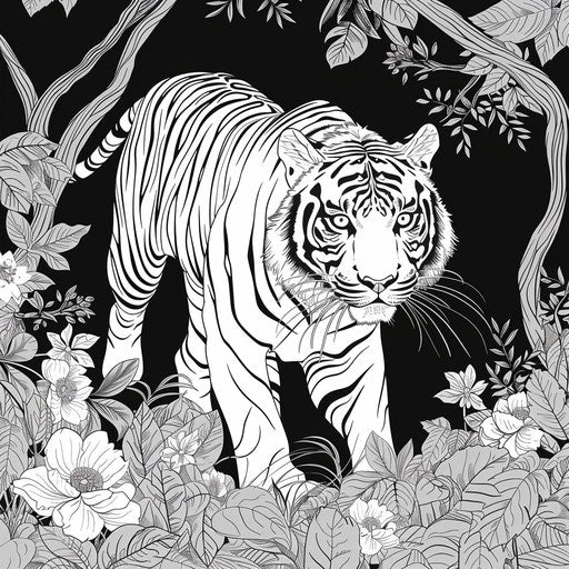 Dark and mysterious tiger in a shadowy forest