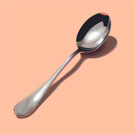 Realistic spoon on flat pastel peach background