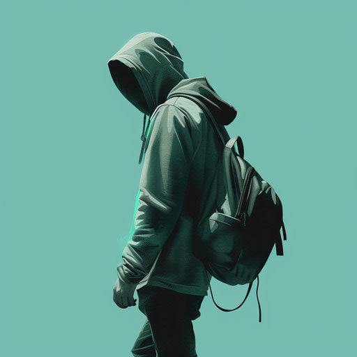 Realistic thief clipart on serene blue background