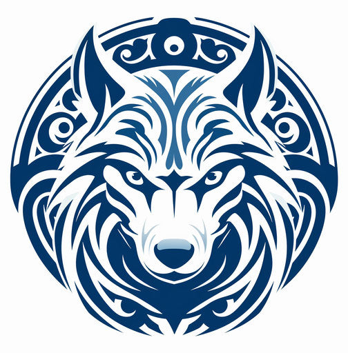 Tribal wolf in circular tribal tattoos