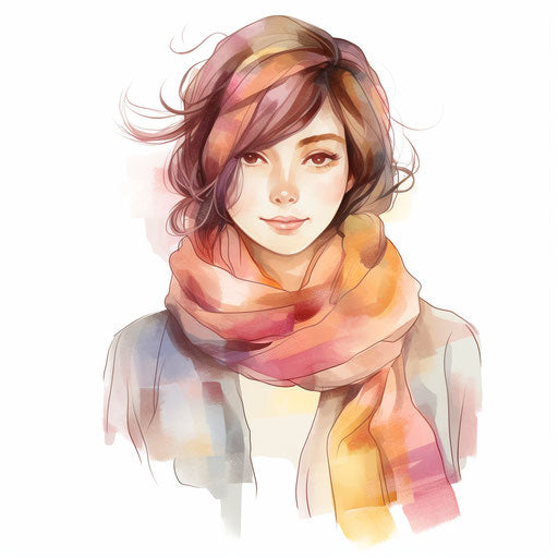 Scarf clipart in the style of Pastel Colors Art, on a white background