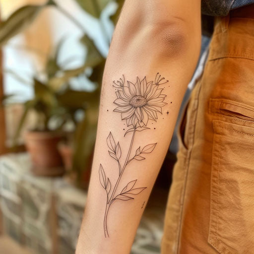 Stylish tattoo sketch of a aster flower with elegant lines
