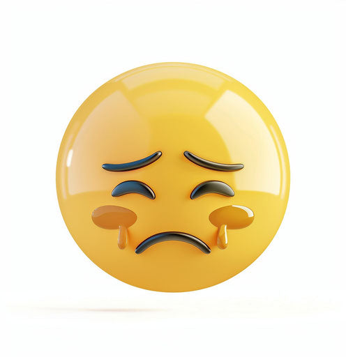 Sad crying emoji clipart, plain blank white background