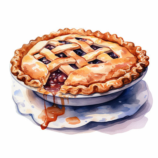 Pie illustration in the style of Oil painting, on a white background