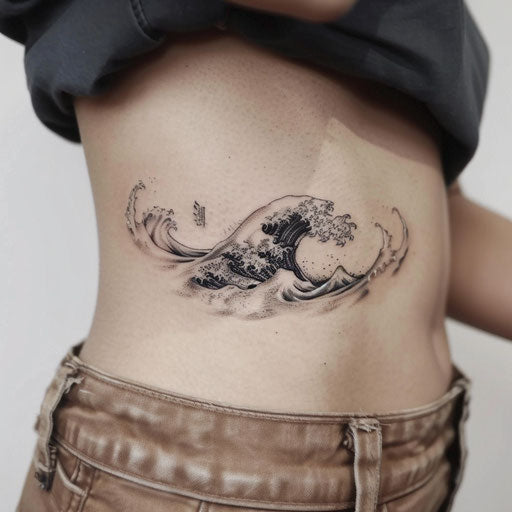 Minimalist rib wave tattoos, Steve Sack style