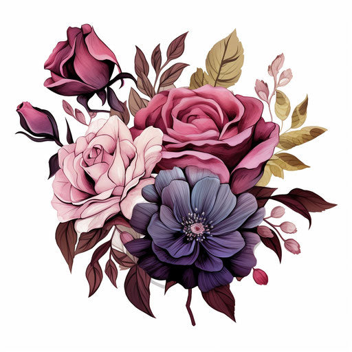 Adorable flower illustration in the style of Chiaroscuro Art on white background