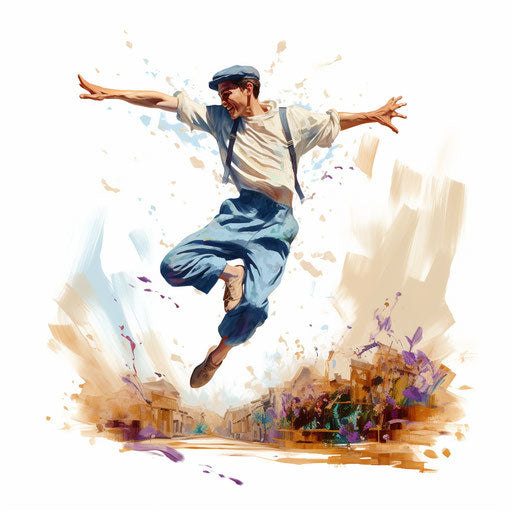 Jumping clipart in the style of oil painting, on a white background