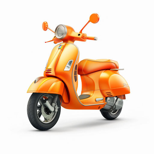 Realistic scooter clipart on colorful flat white background