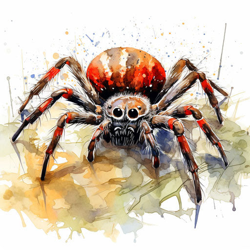 Spider clipart in the style of Impressionistic Art, on a white background