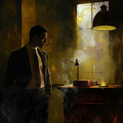 Mysterious businessman in dimly lit office