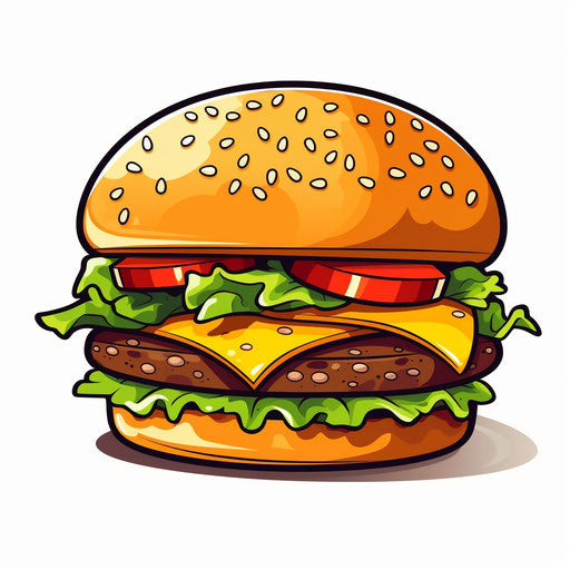 Burger clipart in Minimalist style, on white background