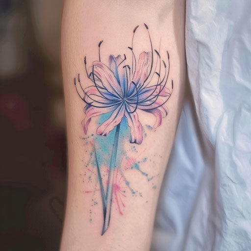 Watercolor spider lily in soft pastel colors